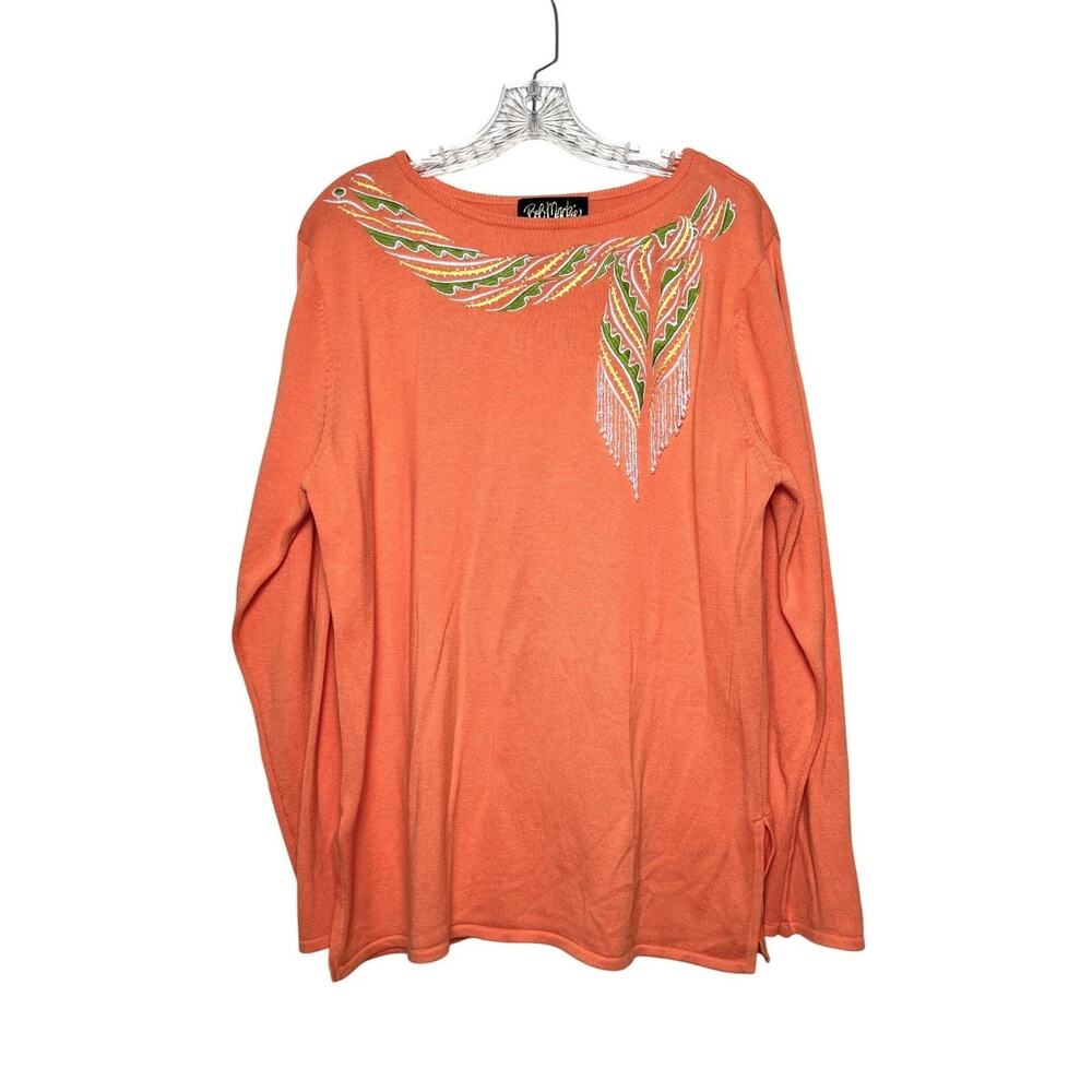 Vtg‎ Bob Mackie Tunic Top Shirt Beaded Women Size 1X Hong Kong Art To Wear